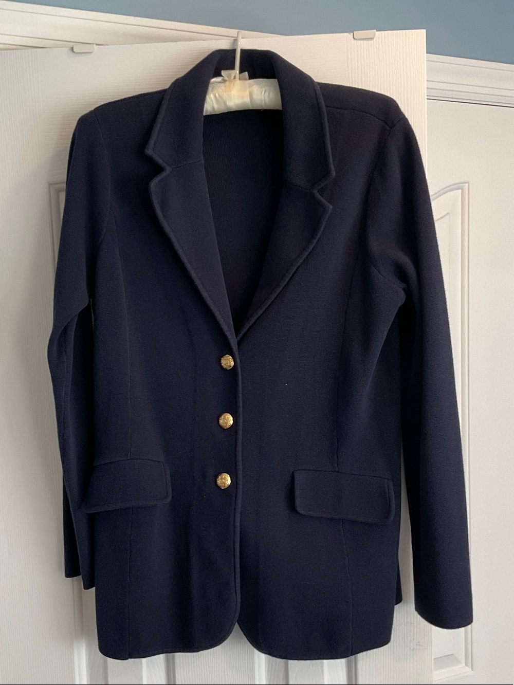 Lauren Ralph Lauren Dark Navy Sweater Blazer with Gold Buttons